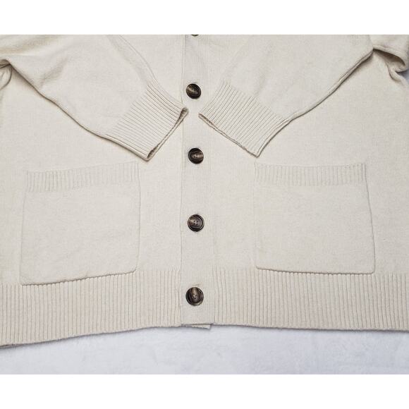 Goodfellow Men’s Button Up Sweater Size L Beige Knit Cardigan Casual Layer - Picture 5 of 8